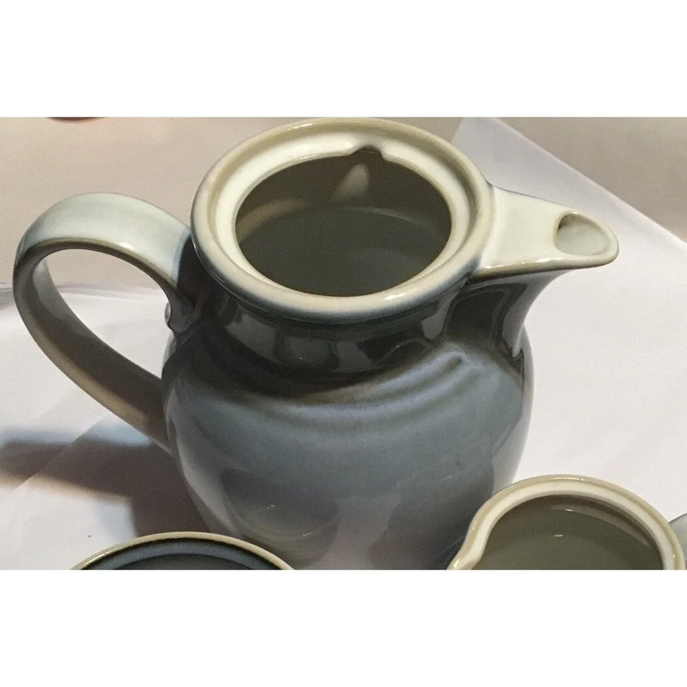 Noritake Stoneware Large Pitcher Blue White - Vtg Farmhouse - Sorcerer 8620